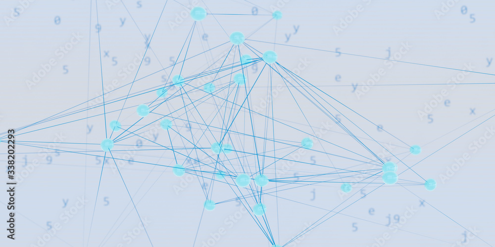 Poster big data concept blue program code white and grey background 3d render illustration