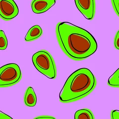 Deurstickers Avocado abstract naadloos patroon met avocado