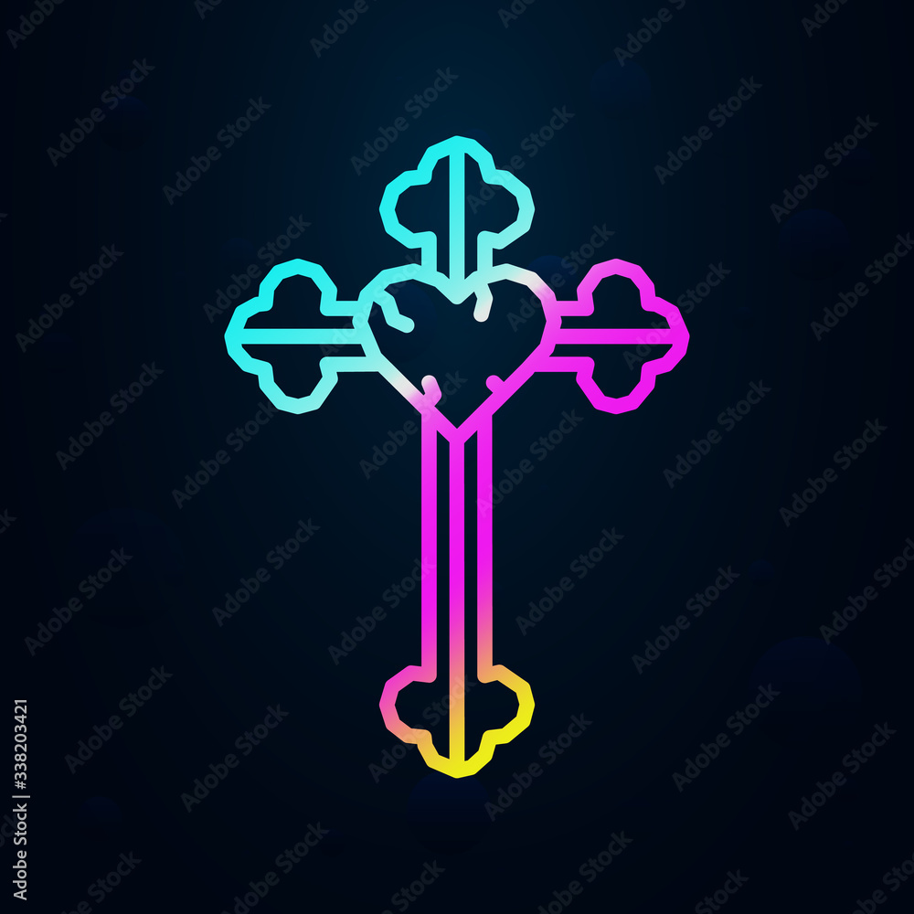 Poster cross, heart nolan icon. simple thin line, outline vector of dia de muertos icons for ui and ux, web
