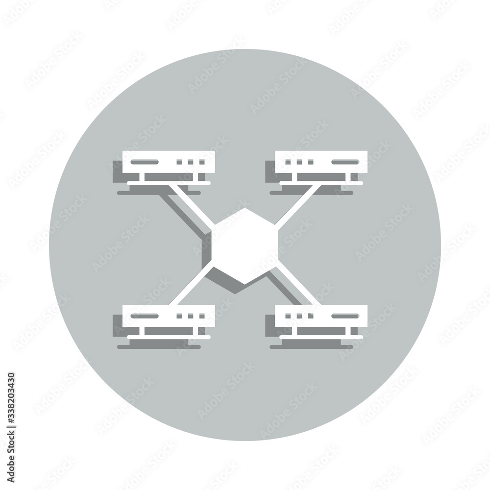 Poster servers, hexagon, service oriented badge icon. simple glyph, flat vector of business icons for ui an