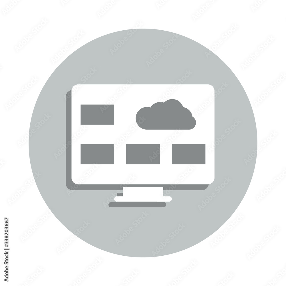 Poster monitor, pc, cloud, desktop widgets badge icon. simple glyph, flat vector of business icons for ui a