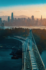 Aerial view of the Bay Bridge in San Francisco, CA