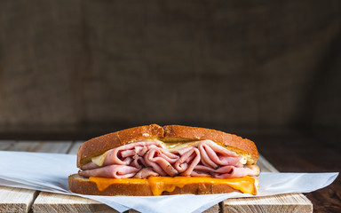 Ham and melted cheese sandwich