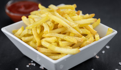 Homemade French Fries (close-up shot; selective focus)