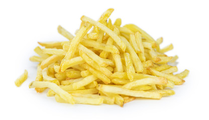 French Fries isolated on white background (close-up shot)
