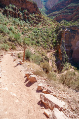 hiking the bright angel trail in grand canyon national park, arizona, usa