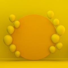 Orange circle with balloons 3D