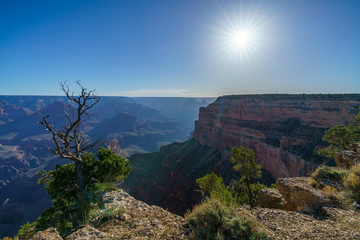 Fototapeta premium hiking the rim trail to mohave point at the south rim of grand canyon in arizona, usa