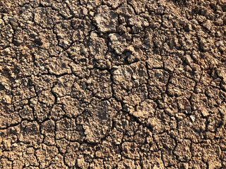 Cracked dry ground mud, dried under sun road