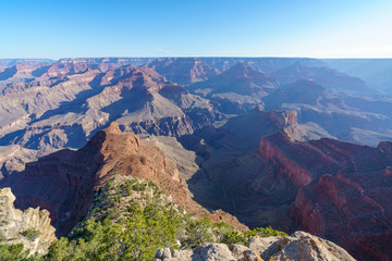 hiking the rim trail to mohave point at the south rim of grand canyon in arizona, usa