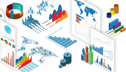 Business charts and infographics - 3d rendering