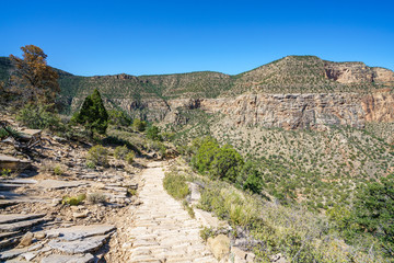 hiking the hermit trail at the south rim of grand canyon in arizona, usa