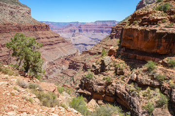 hiking the hermit trail at the south rim of grand canyon in arizona, usa