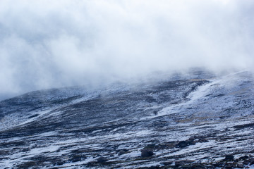 Snowy mountain at Serra da Estrela in Portugal