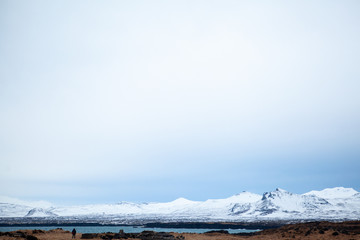 winter Icelandic landscape with big blue sky