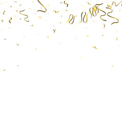 Holiday Serpentine. Gold Foil Streamers Ribbons.