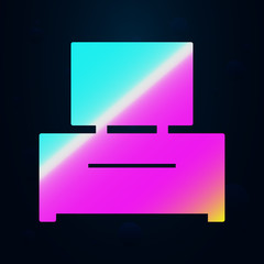 Table with computer nolan icon. Simple thin line, outline vector of furniture icons for ui and ux, website or mobile application