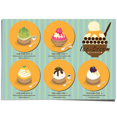 menu template Ice cream dessert reataurant brand design 