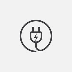 Electric plug sign icon, Power energy symbol, Plug Curve Icon illustration