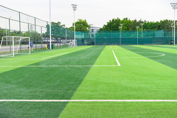 soccer goals on a grass soccer field