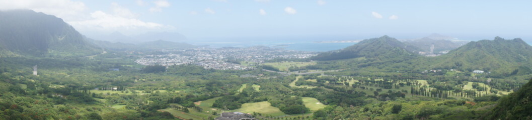 Fototapeta na wymiar Panoramic Landscape Hawaii Oahu Island Summer Daytime