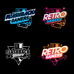 Retro Flashback Gamers gradients version identity vector
for commercial use, texts in separated layer - obrazy, fototapety, plakaty