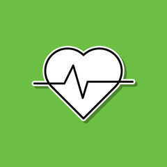 Heart pulse sticker icon. Simple thin line, outline vector of medical icons for ui and ux, website or mobile application