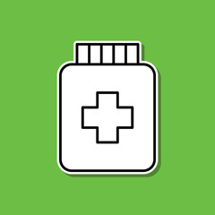 Pills sticker icon. Simple thin line, outline vector of medical icons for ui and ux, website or mobile application