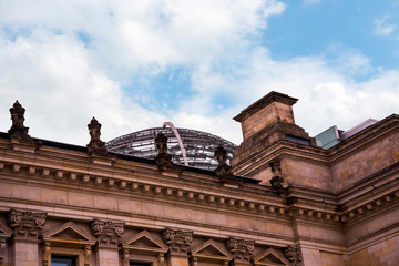 Fototapeta na wymiar The Reichstag building in Berlin is the seat of the German Government