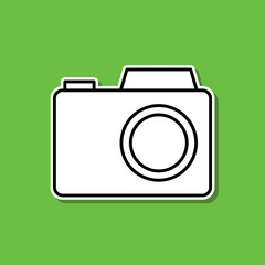 Camera sticker icon. Simple thin line, outline vector of photography icons for ui and ux, website or mobile application