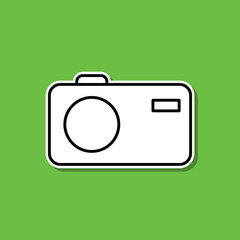 Camera sticker icon. Simple thin line, outline vector of photography icons for ui and ux, website or mobile application