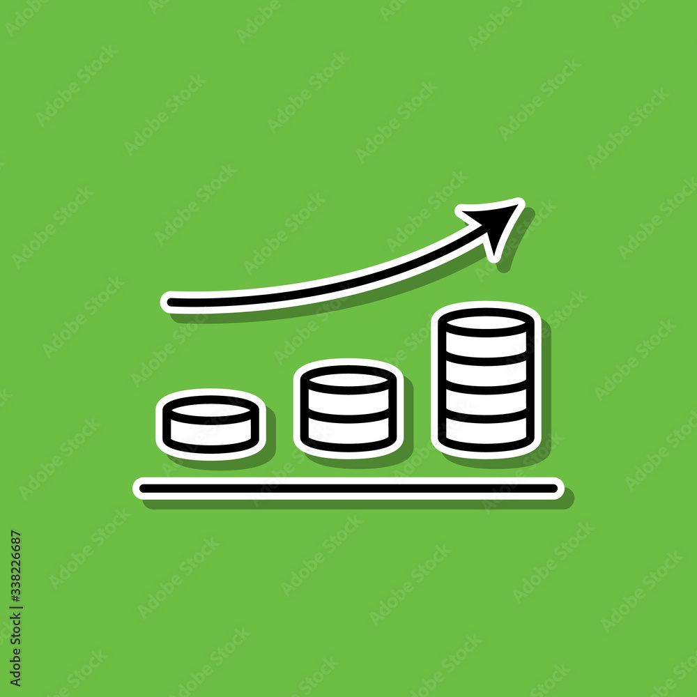 Poster chart in coins line sticker icon. simple thin line, outline vector of chart and diagram icons for ui