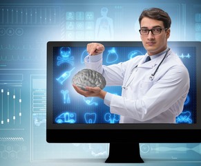 Obraz premium Telehealth concept with doctor doing remote check-up