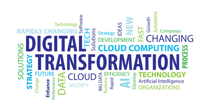 Digital Transformation Word Cloud On A White Background