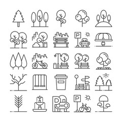 Park icon set. outline vector illustration