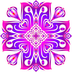Simple Mandala Shape for Coloring. Vector Mandala. Floral. Flower. Oriental. Book Page in pink and yellow color