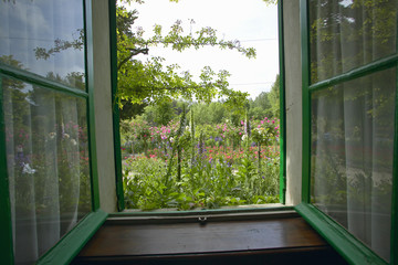View into garden from Monet's Home, Giverny, France