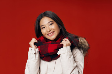 Fototapeta premium beautiful woman lifestyle studio isolated background model