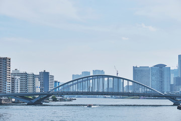 city view with brige on river