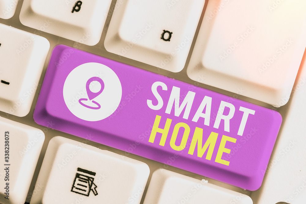 Poster conceptual hand writing showing smart home. concept meaning automation system control lighting clima