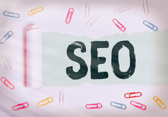 Text sign showing Seo. Business photo showcasing incredibly effective way to market your near...