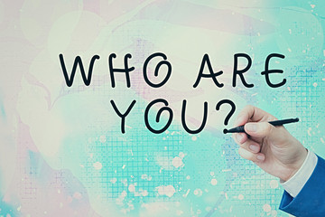 Conceptual hand writing showing Who Are You Question. Concept meaning asking about someone identity...