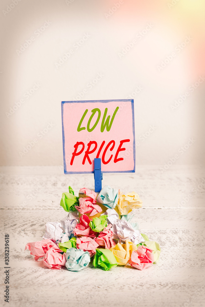 Poster text sign showing low price. business photo text price are the lowest in relation to other things of