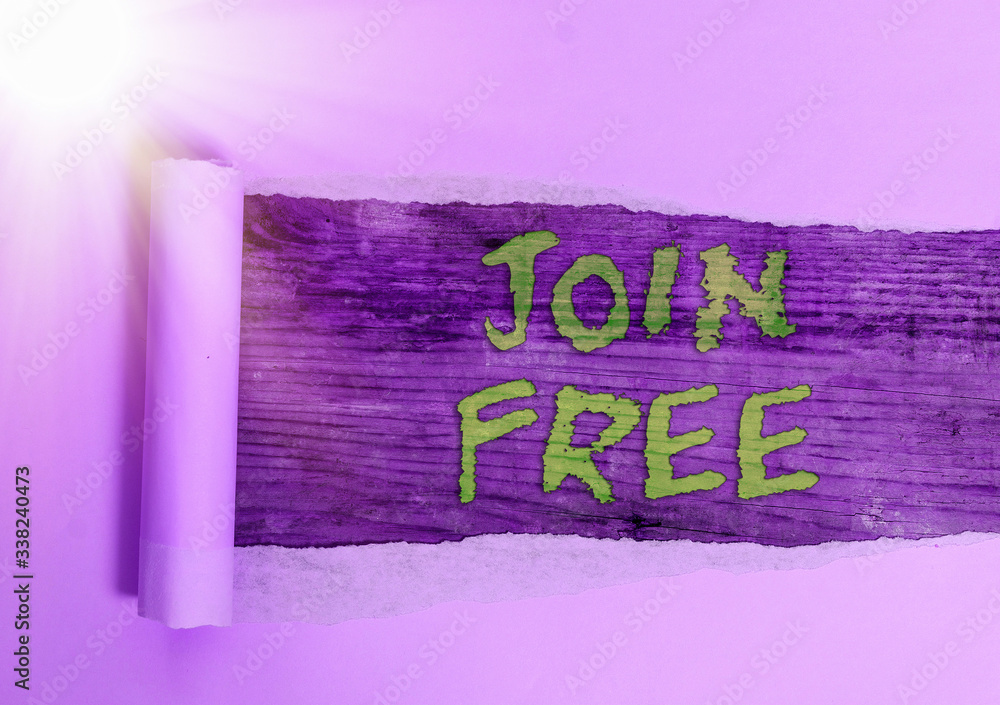 Poster word writing text join free. business photo showcasing the act or an instance of joining a group or 