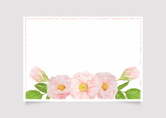 pink watercolor roses wedding invitation card template layout 5x7