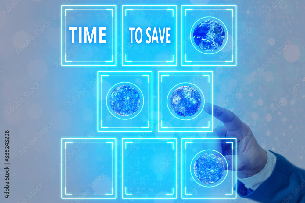 Poster writing note showing time to save. business concept for to do something more efficiently that less t