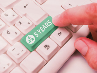 Writing note showing 5 Years. Business concept for Remembering or honoring special day for being 10...