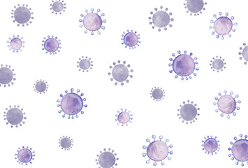 手描き　水彩　コロナウィルス　イメージ(6)