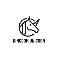Kingdom Unicorn Head Horse Pegasus Logo Design Icon Vector