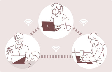 テレワークする人々のイメージイラスト